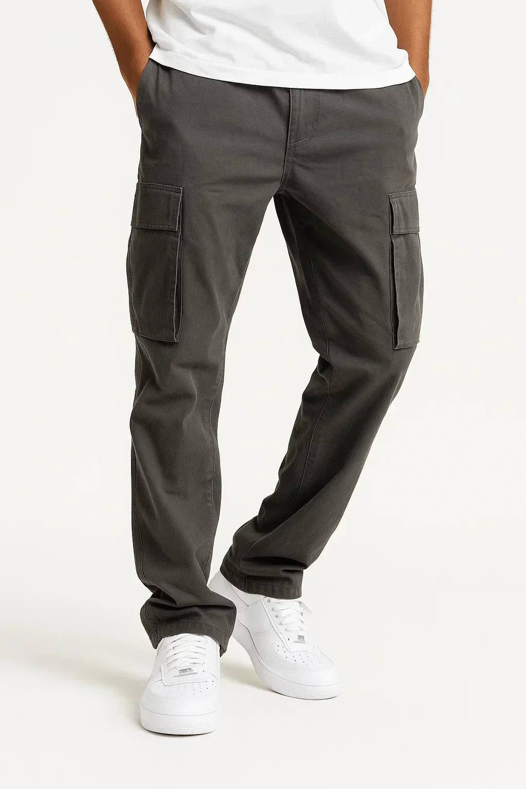 Men's Cotton Cargo Trousers with Elasticated Waist, Loose Fit