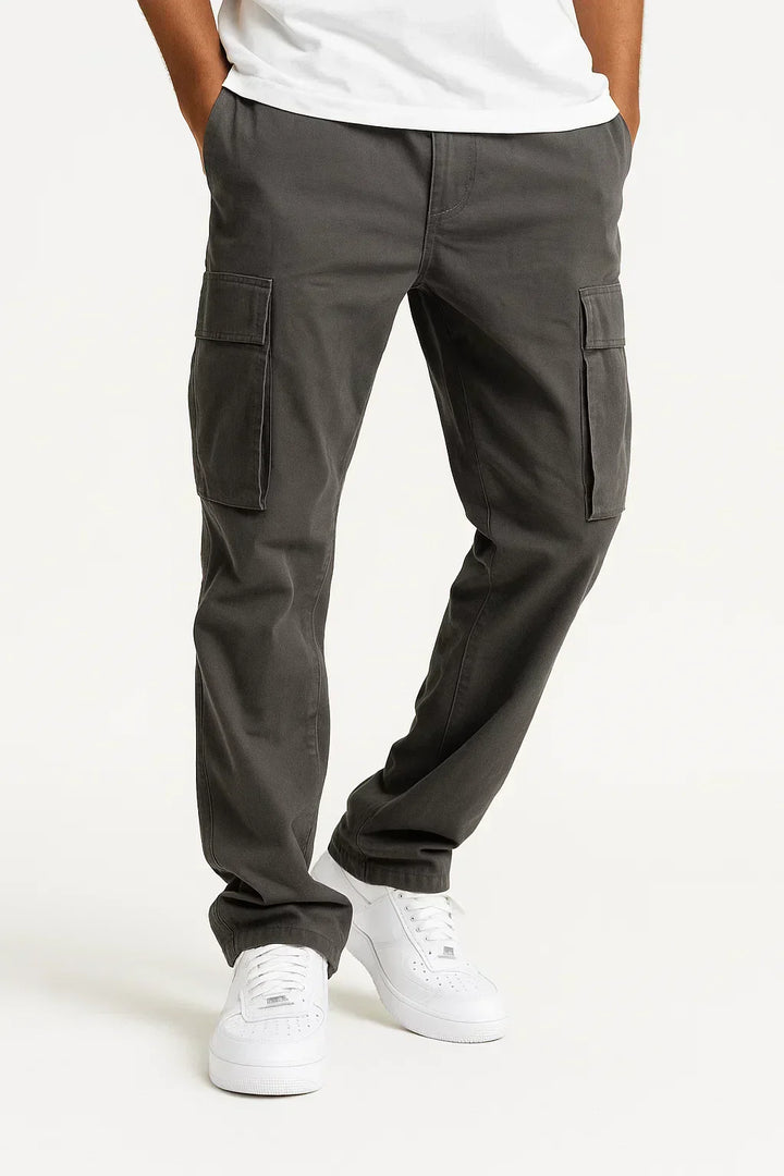Men's Cotton Cargo Trousers with Elasticated Waist, Loose Fit