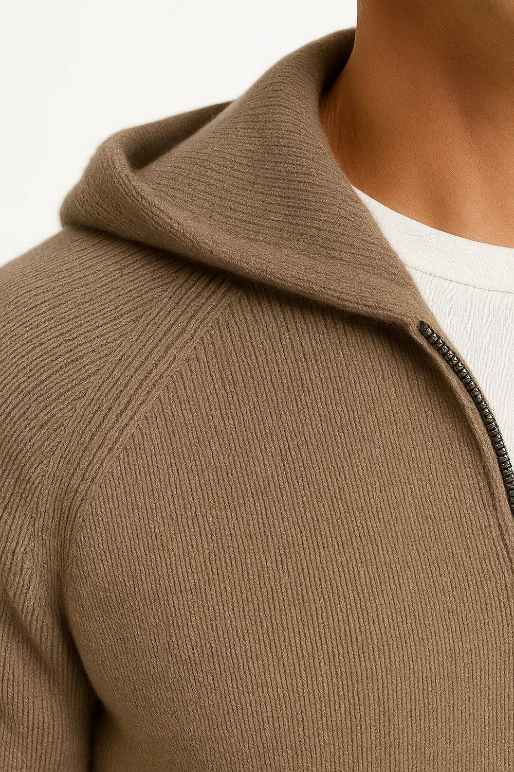 Men's Hooded Merino Wool Cardigan, Thick Knit