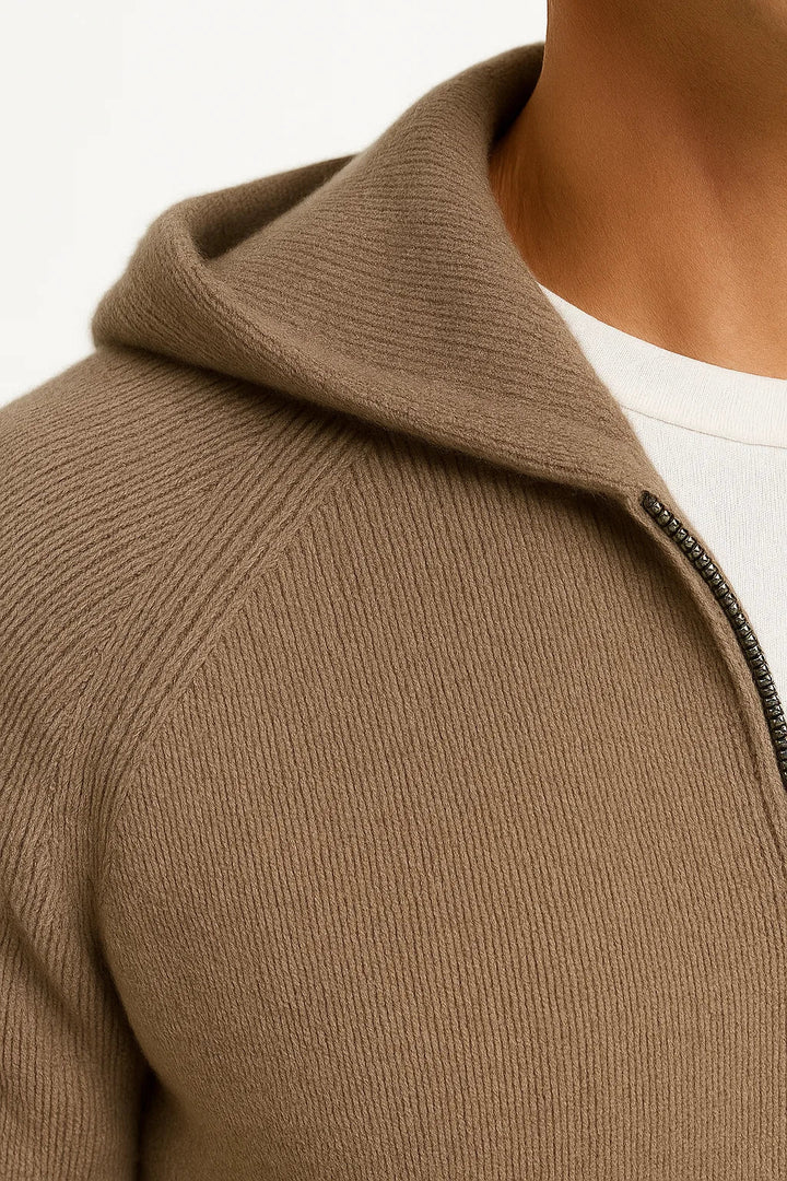 Men's Hooded Merino Wool Cardigan, Thick Knit