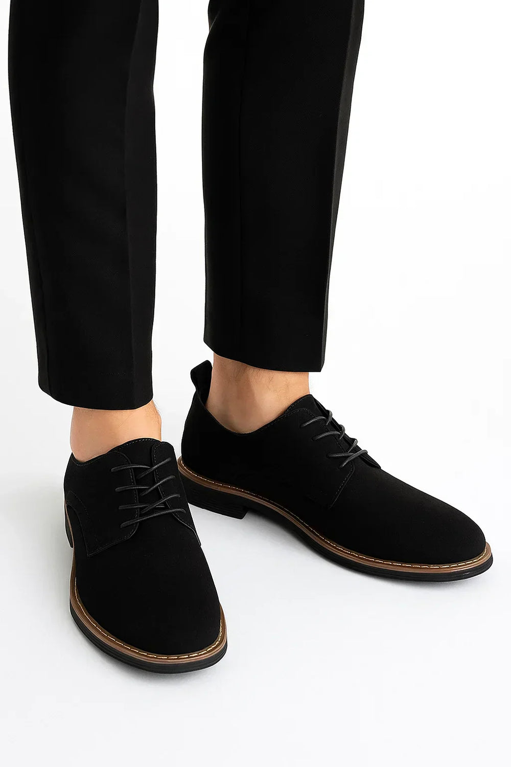 Men's Suede Leather Oxford Lace-Up Shoes, Business Casual