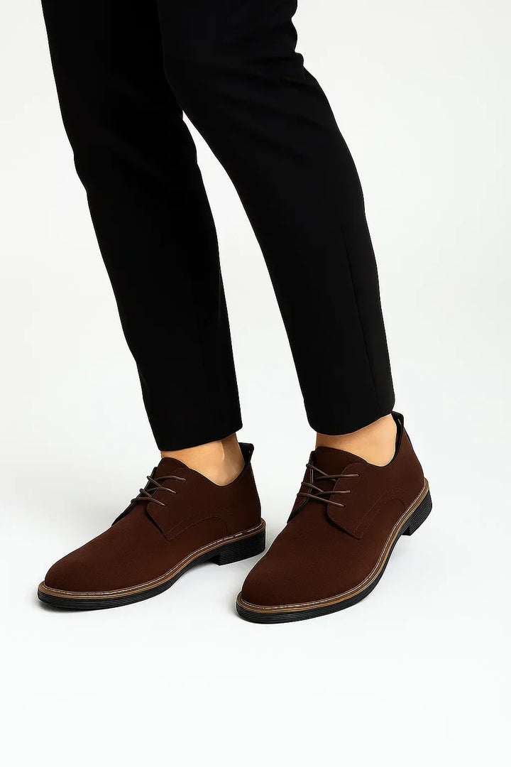 Men's Suede Leather Oxford Lace-Up Shoes, Business Casual