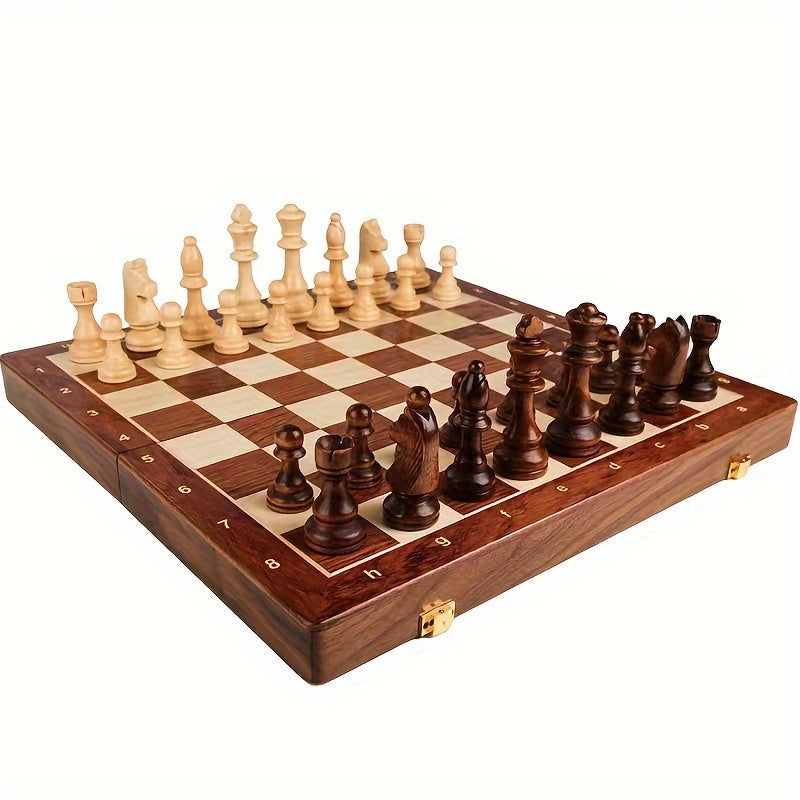 Folding Wooden Chess Set | Walnut Board with Weighted Pieces