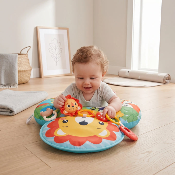 Baby Tummy Time Support Pillow with Play Arch and Sensory Activity Toys