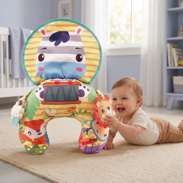 Baby Tummy Time Support Pillow with Play Arch and Sensory Activity Toys