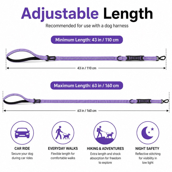 Reflective Dog Car Seat Belt Leash for Backseat Travel & Daily Walks