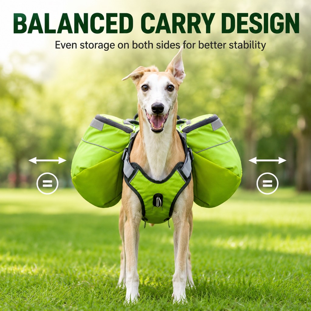 Dog Saddlebag Backpack Harness for Hiking & Camping