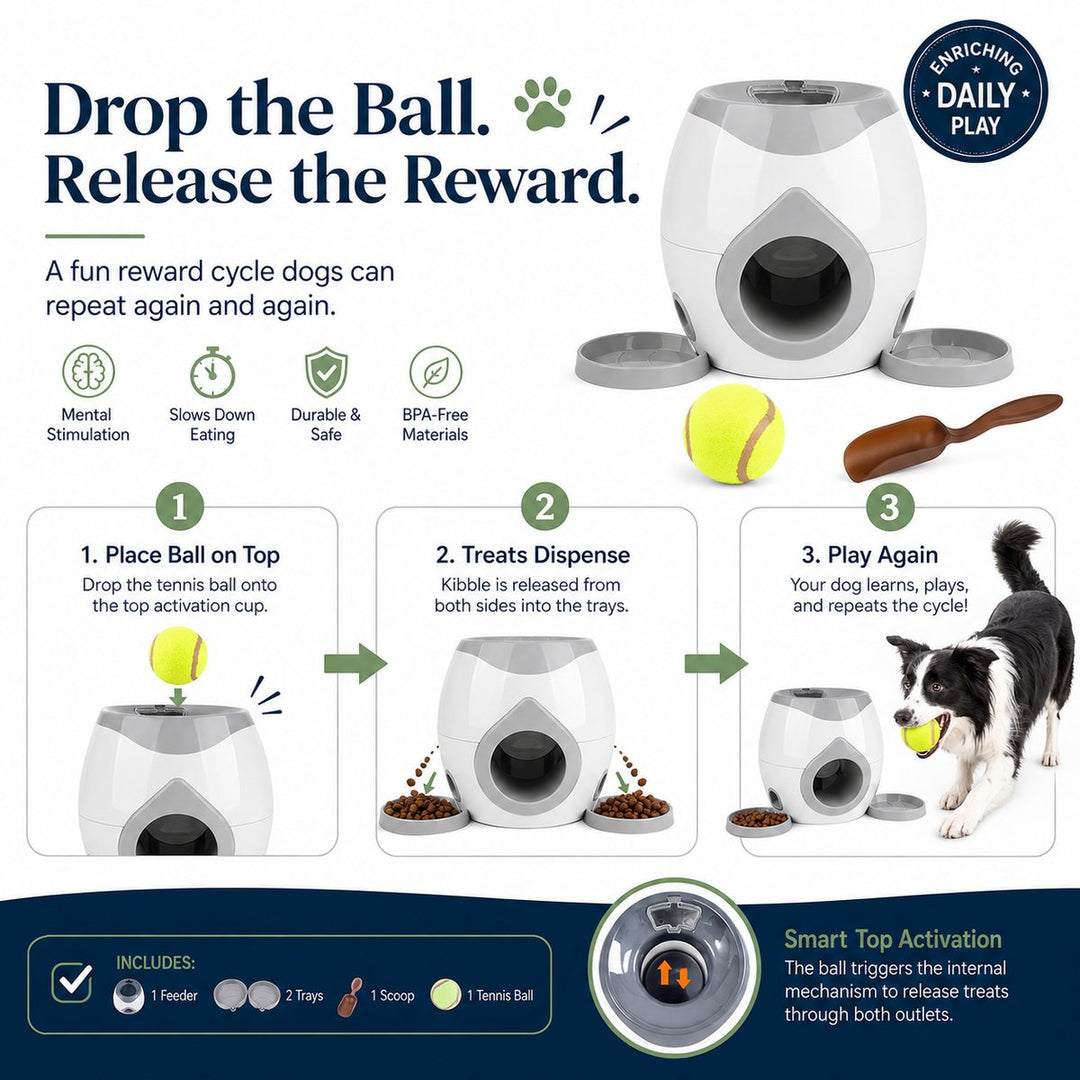 Ball-Activated Dog Puzzle Feeder for Indoor Play & Slow Eating