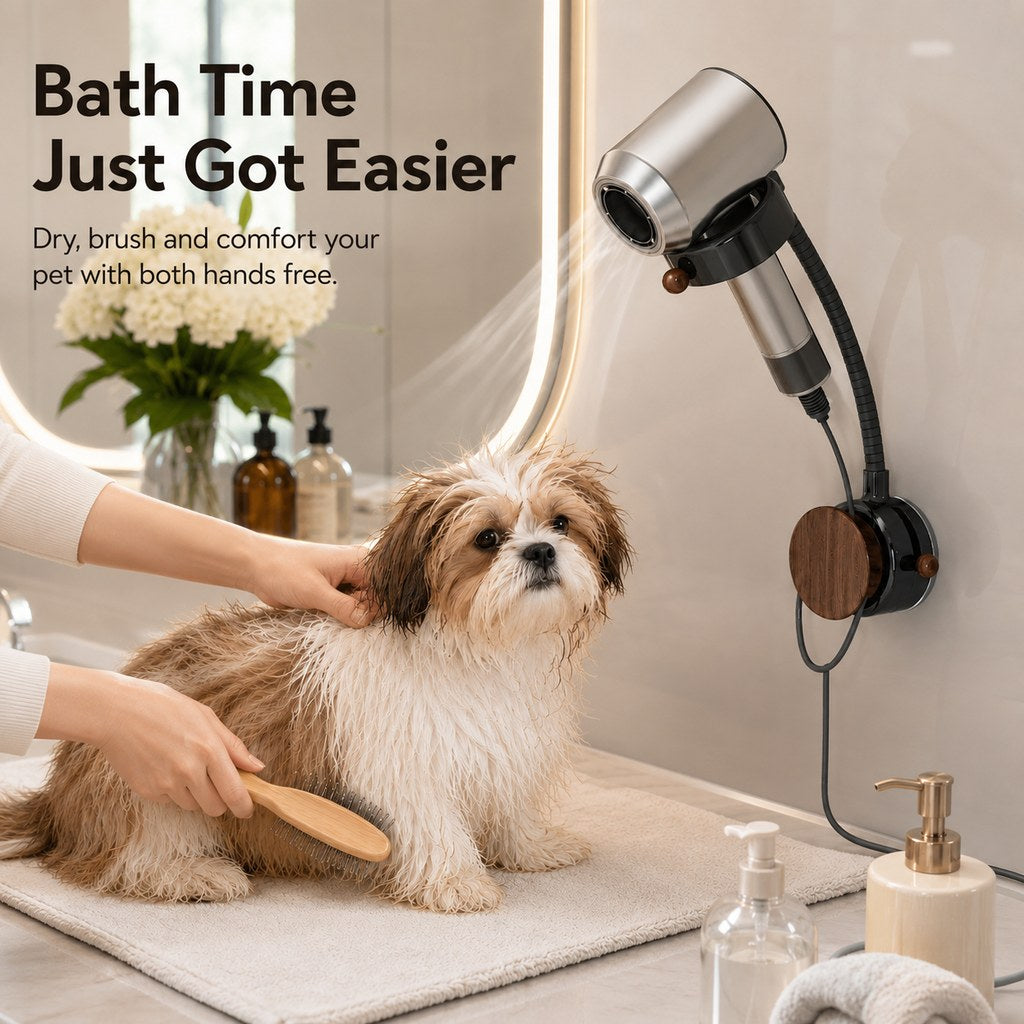 Hands-Free Pet Grooming Hair Dryer Holder for At-Home Bath Time