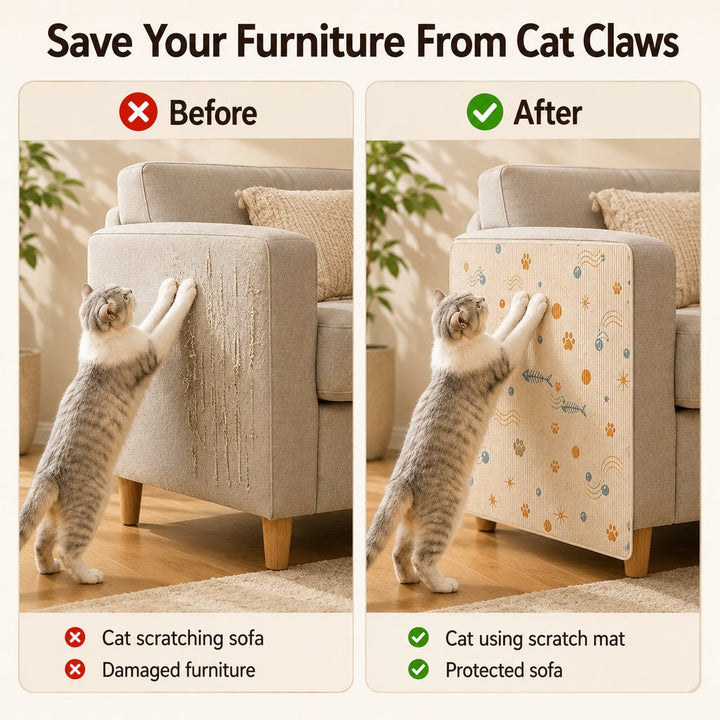 Self-Adhesive Cat Scratch Mat for Wall & Furniture Protection