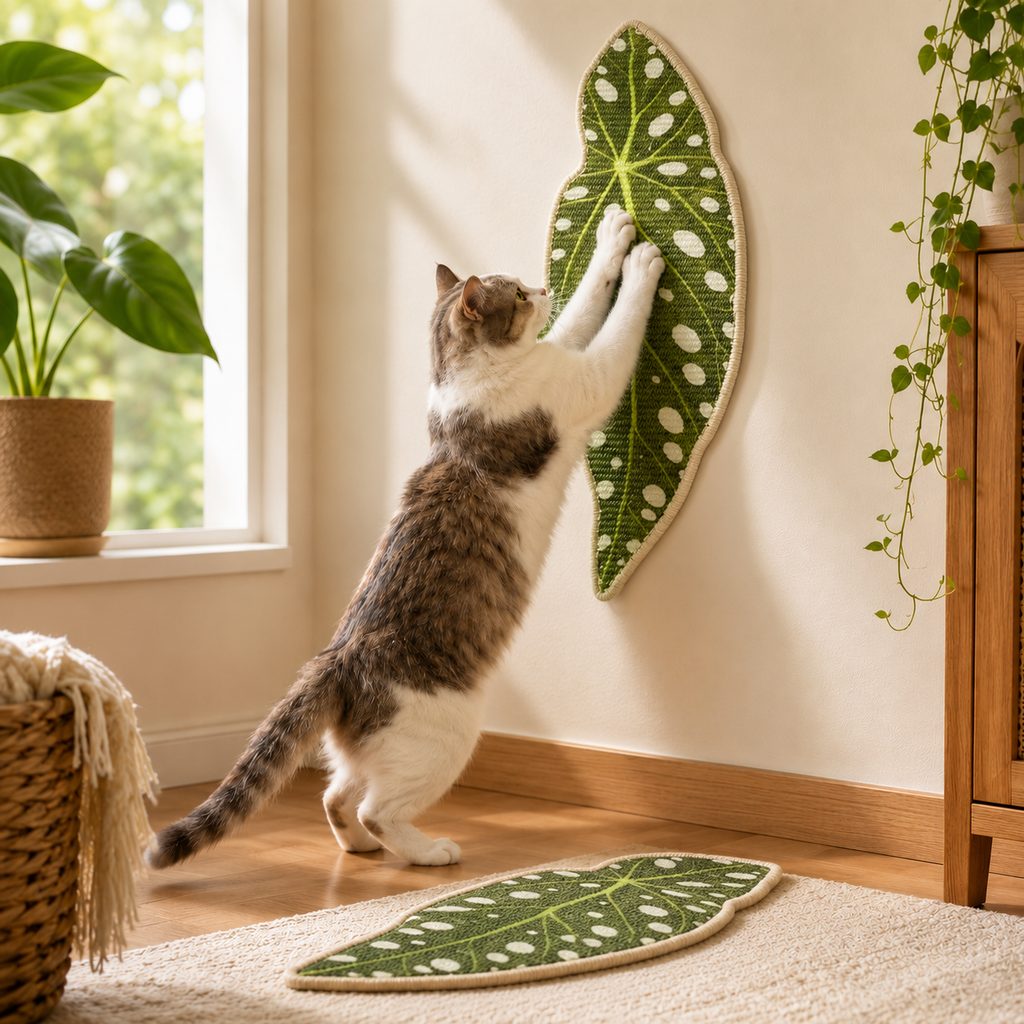 Botanical Stick-On Sisal Cat Scratcher Mat for Walls, Doors & Floors