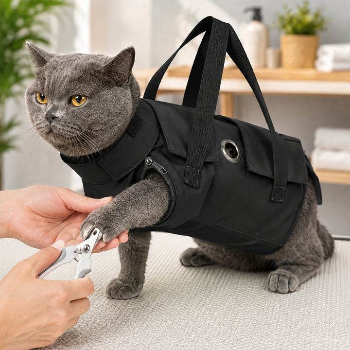 Multi-Use Cat Carrier & Grooming Bag | Easy Paw Access for Vet Visits & At-Home Care