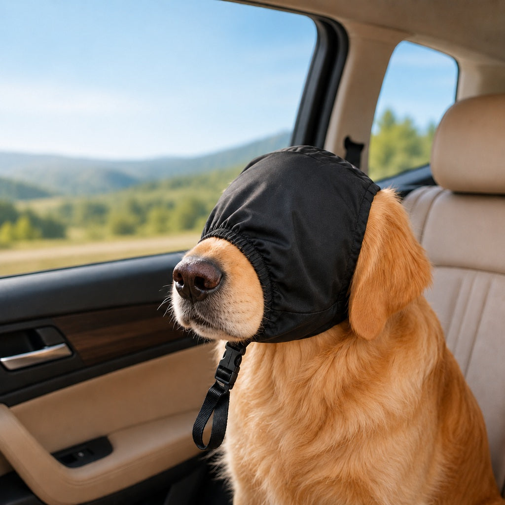 Dog Calming Mask for Car Rides, Grooming & Vet Visits | Adjustable Visual Comfort Hood