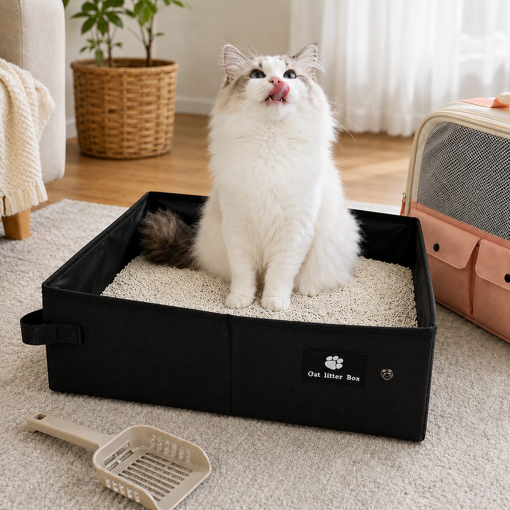 Portable Foldable Cat Litter Box for Road Trips, Hotels & RV Travel