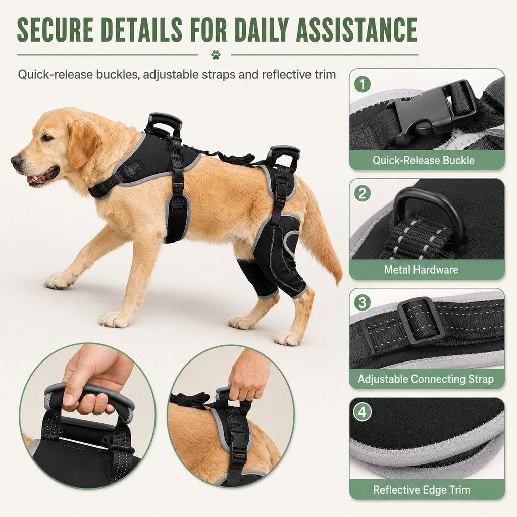 Full-Body Dog Lift Harness with Dual Rear-Leg Support | Easier Standing, Stairs & Car Entry