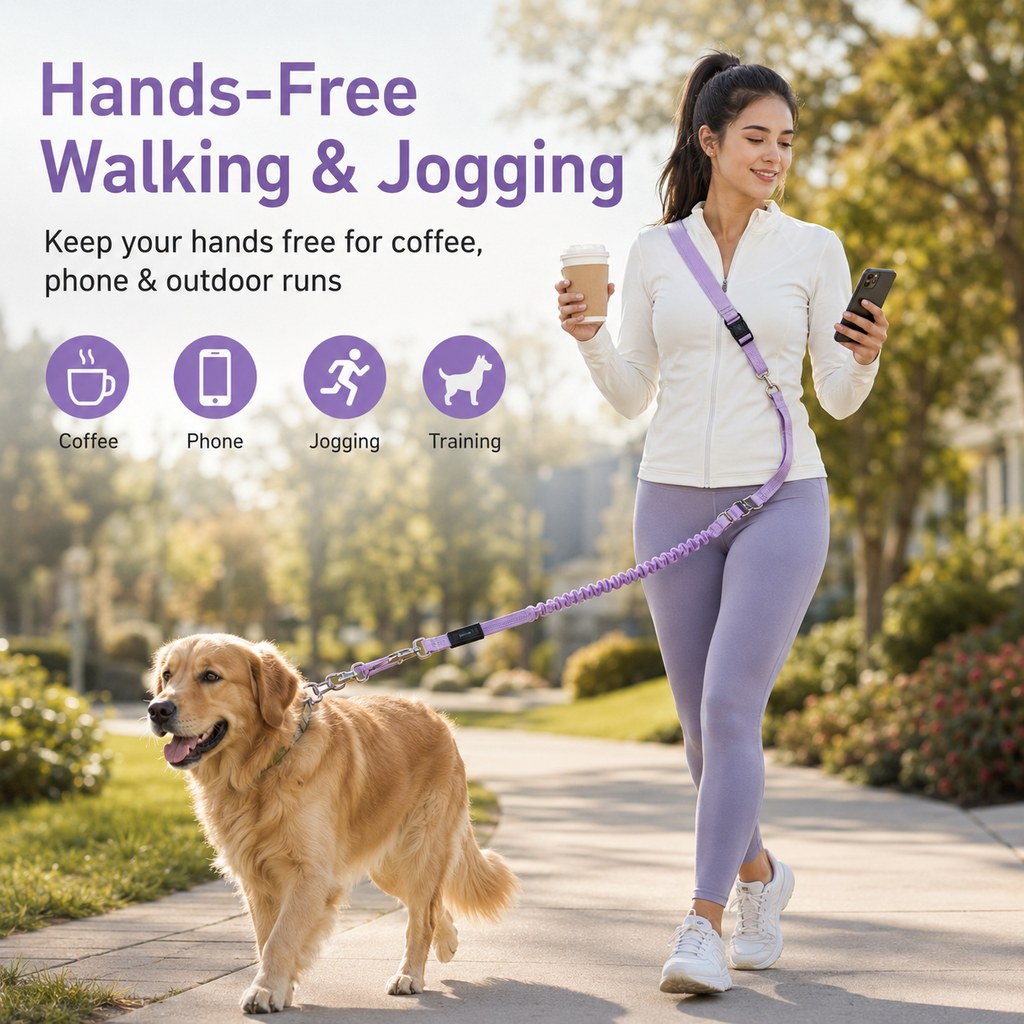 Hands-Free Shock-Absorbing Dog Leash for Running, Walking & Car Travel