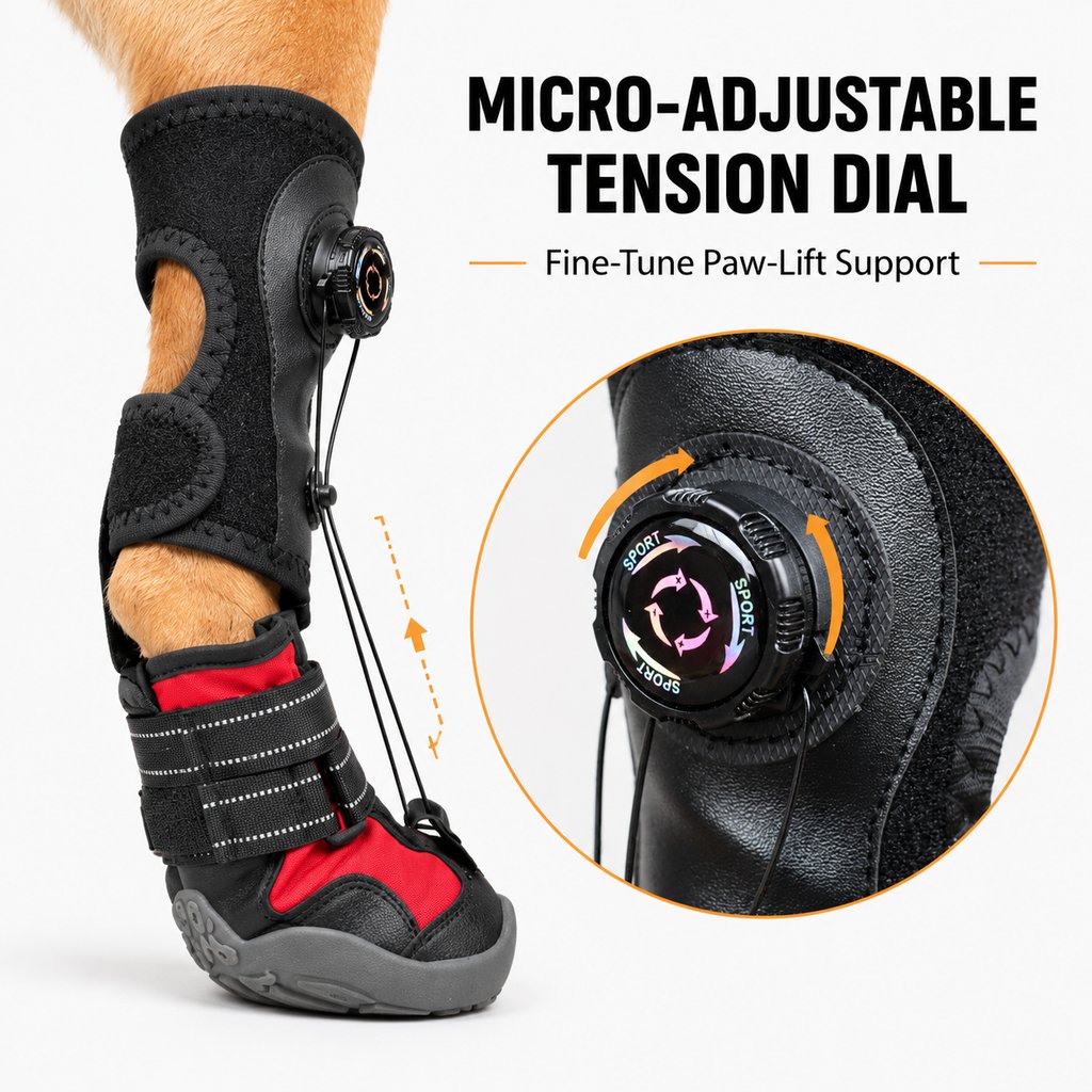 Adjustable Tension-Dial Dog Paw-Lift Support Boots