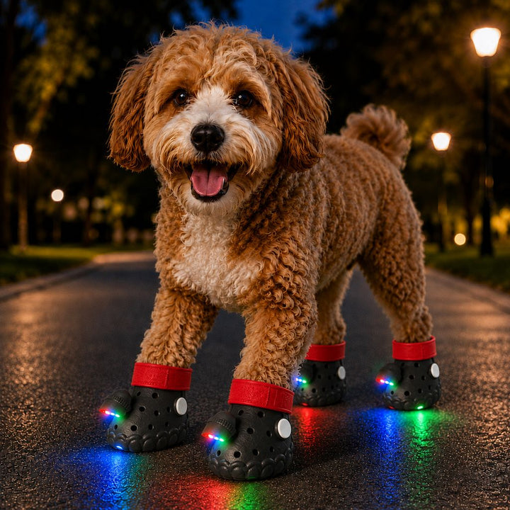 Step-Activated RGB Light-Up Dog Boots for Night Walks