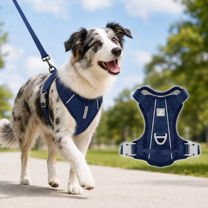 Reflective Dog Harness for Night Walks, Daily Park Walks & No-Neck-Pull Comfort