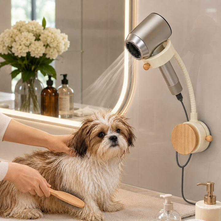 Hands-Free Pet Grooming Hair Dryer Holder for At-Home Bath Time