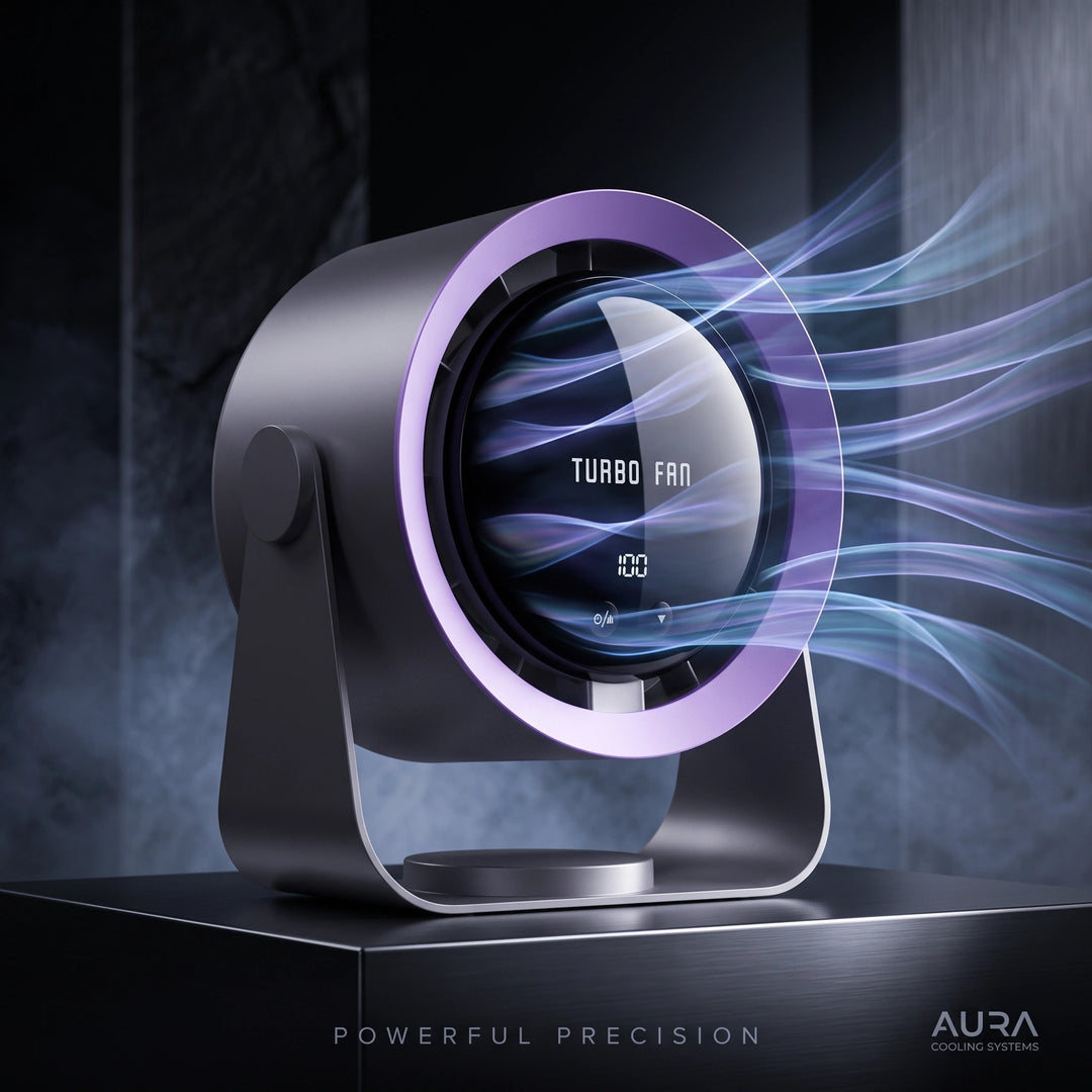Bladeless Turbo Fan with Digital Display, Adjustable Speed and Quiet Cooling