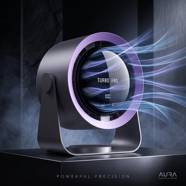 Bladeless Turbo Fan with Digital Display, Adjustable Speed and Quiet Cooling