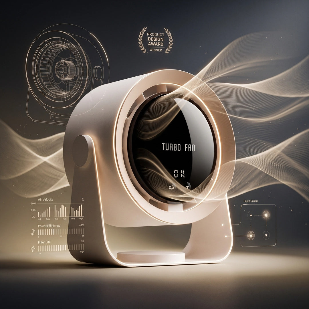 Bladeless Turbo Fan with Digital Display, Adjustable Speed and Quiet Cooling