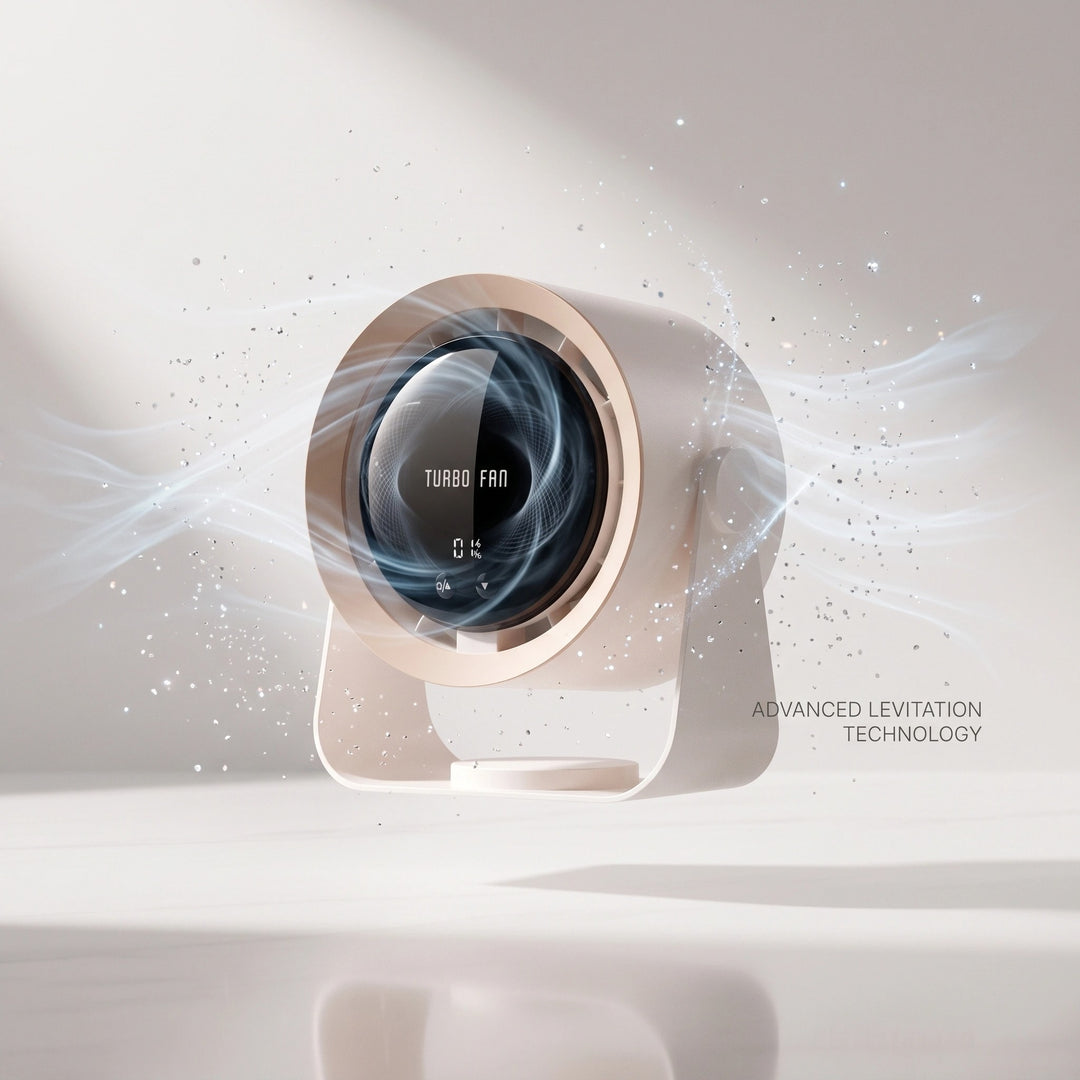 Bladeless Turbo Fan with Digital Display, Adjustable Speed and Quiet Cooling