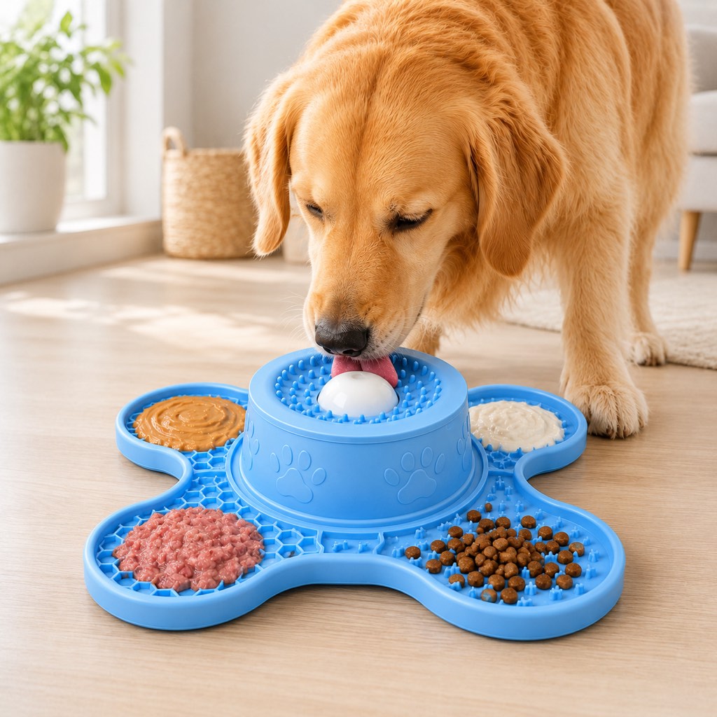 3-in-1 Dog Lick Mat & Slow Feeder Bowl for Bath Time, Grooming & Home Alone