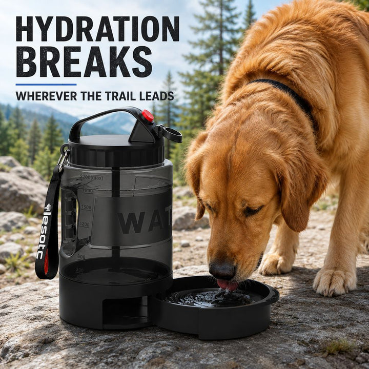 2.2L Portable Dog Travel Water Bottle with Pull-Out Bowl