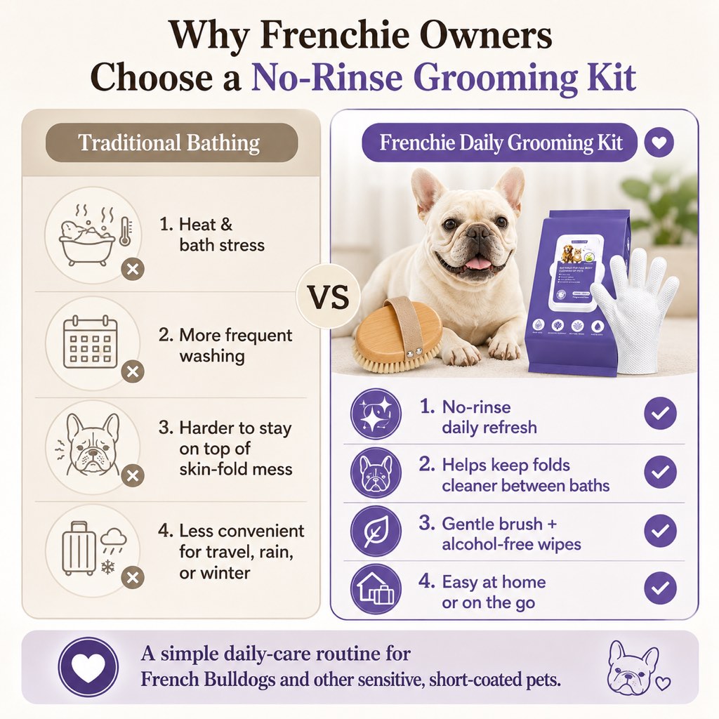 Frenchie Daily Grooming Kit for After-Walk & Between-Bath Care