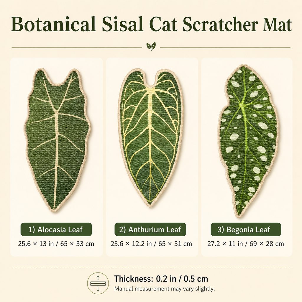 Botanical Stick-On Sisal Cat Scratcher Mat for Walls, Doors & Floors