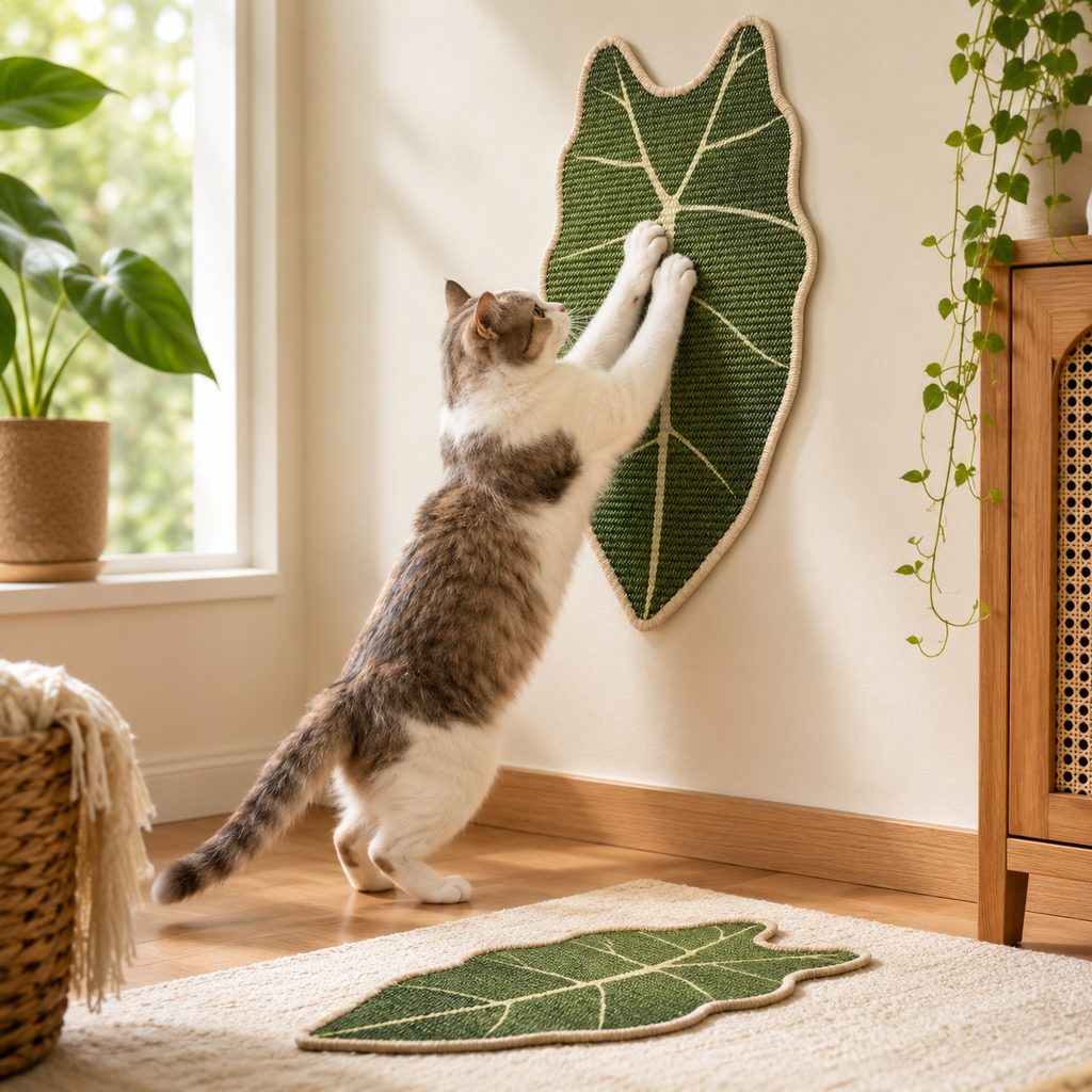 Botanical Stick-On Sisal Cat Scratcher Mat for Walls, Doors & Floors
