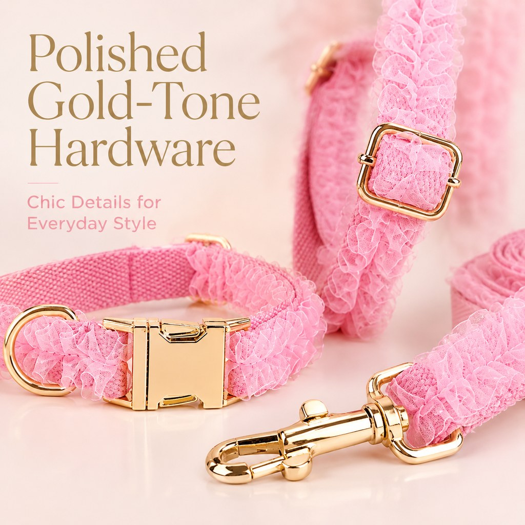 Boutique Lace Dog Harness, Collar & Leash Set for Birthday Photos & Daily Walks