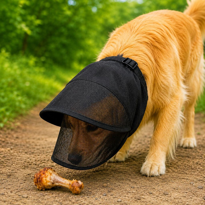 Breathable Anti-Scavenging Dog Muzzle for Walks | Mesh Hood Helps Block Food Scraps & Trash