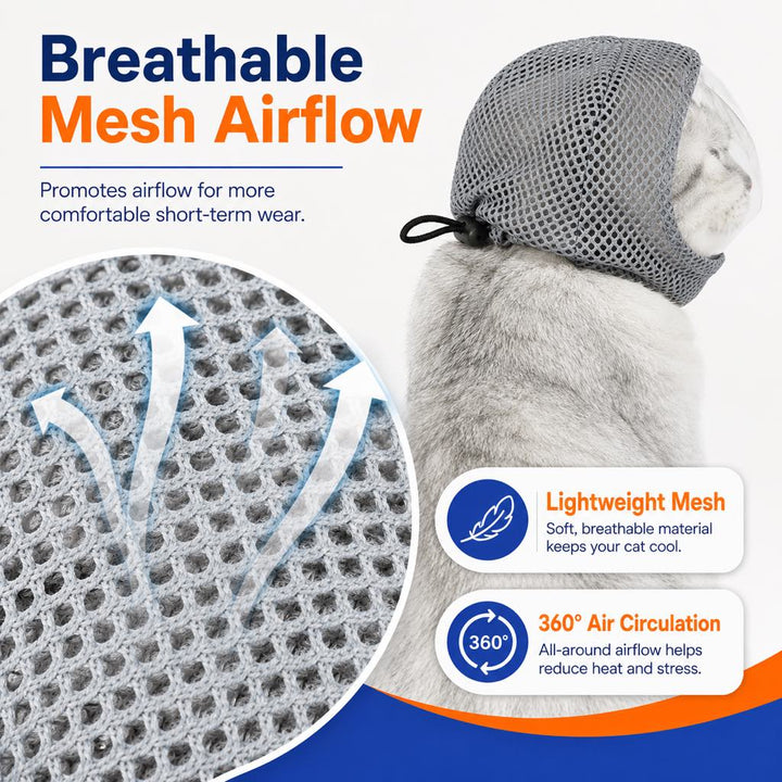 Breathable Cat Grooming Muzzle for Bathing & Nail Trimming | Helps Reduce Bites During Cat Care