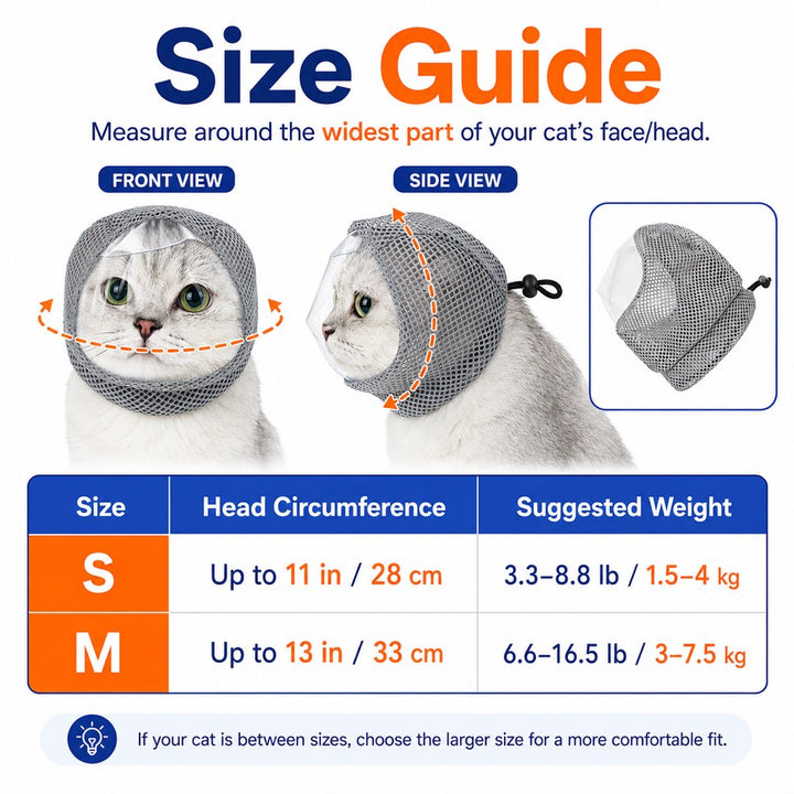 Breathable Cat Grooming Muzzle for Bathing & Nail Trimming | Helps Reduce Bites During Cat Care