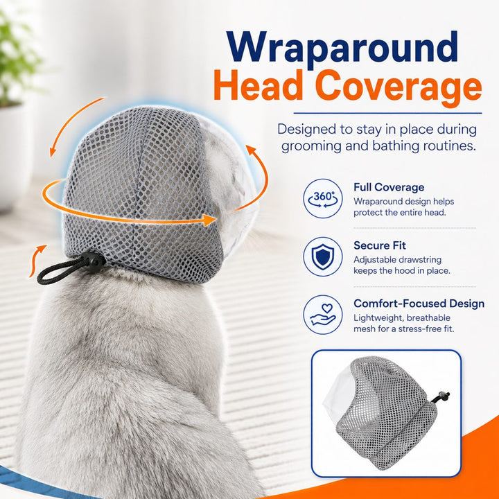 Breathable Cat Grooming Muzzle for Bathing & Nail Trimming | Helps Reduce Bites During Cat Care