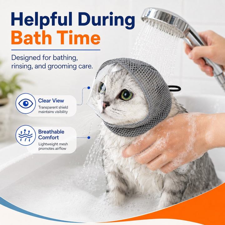 Breathable Cat Grooming Muzzle for Bathing & Nail Trimming | Helps Reduce Bites During Cat Care