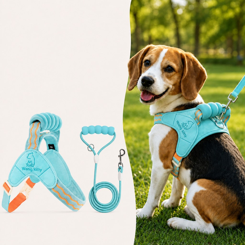 Breathable Padded Dog Harness & Leash Set for Daily Walks