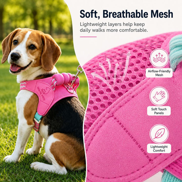 Breathable Padded Dog Harness & Leash Set for Daily Walks