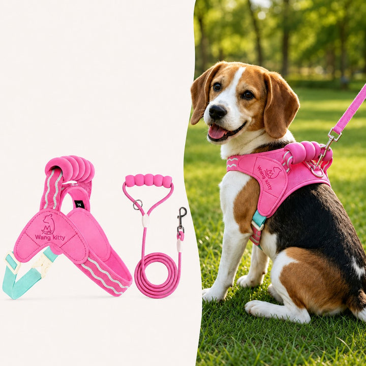 Breathable Padded Dog Harness & Leash Set for Daily Walks
