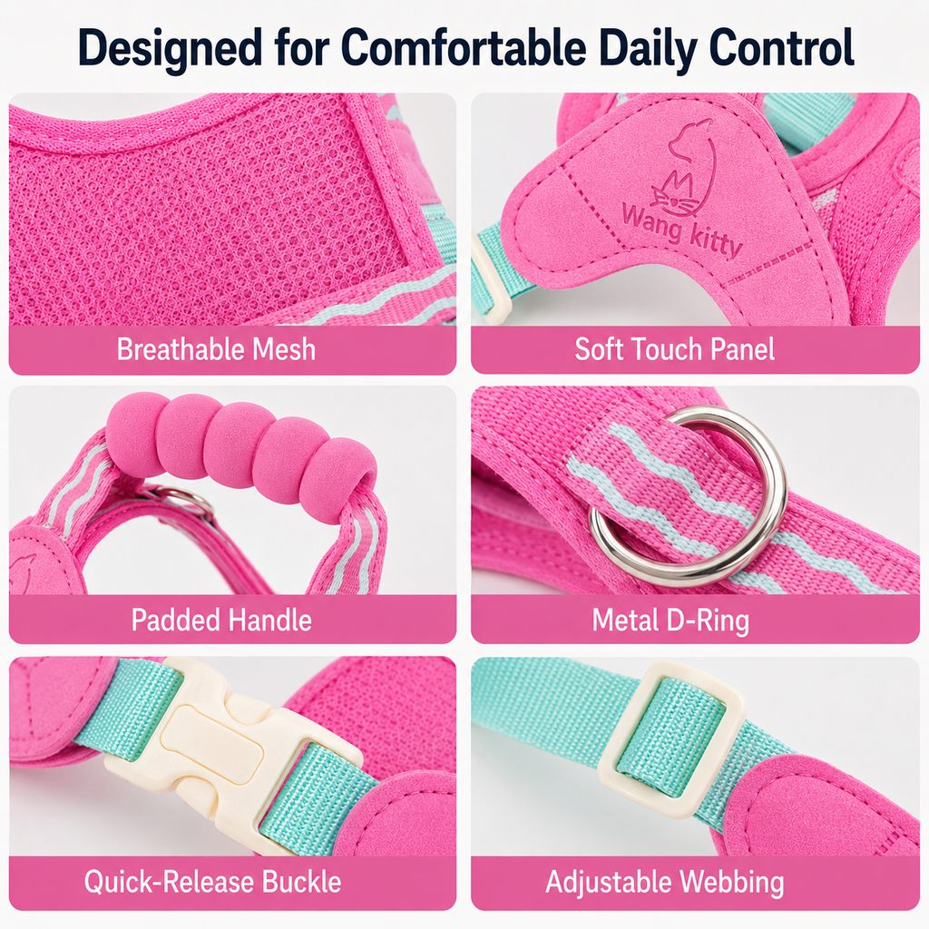 Breathable Padded Dog Harness & Leash Set for Daily Walks
