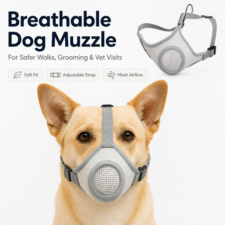 Breathable Dog Muzzle for Walks, Grooming & Vet Visits