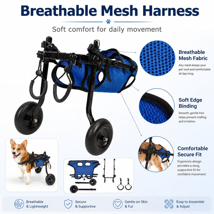 Adjustable Rear Leg Dog Wheelchair for Daily Walks