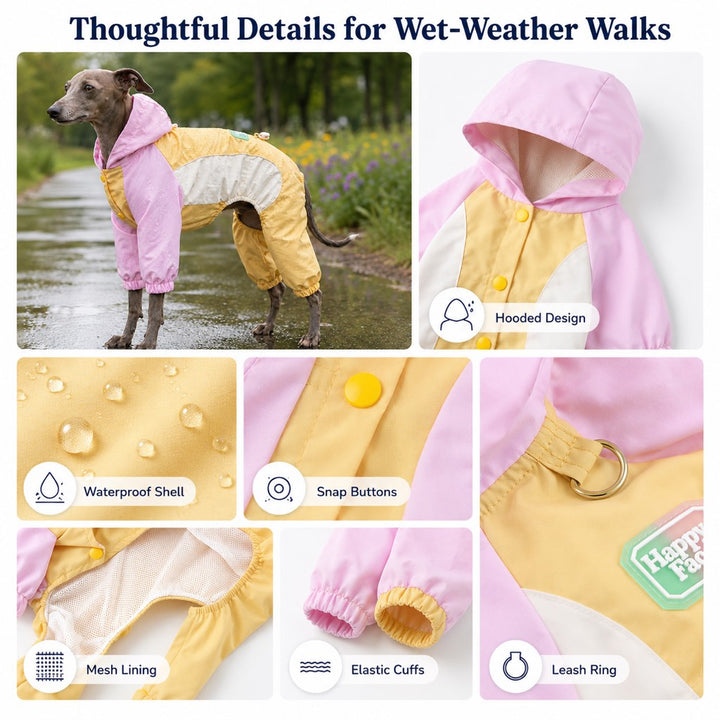 Waterproof Dog Rain Suit for Rainy Walks | Full-Body Mud & Splash Protection