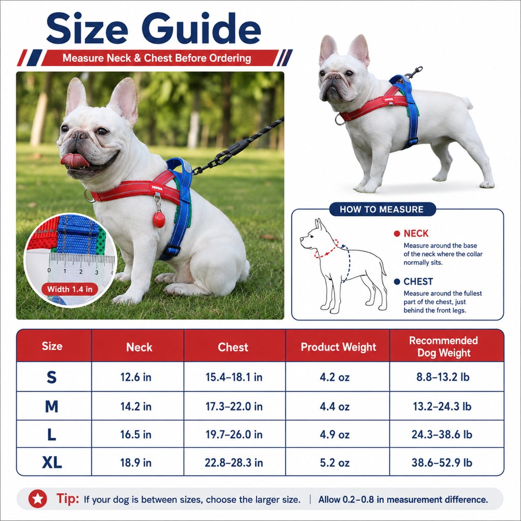 No-Choke French Bulldog Harness & Leash Set for Daily Walks