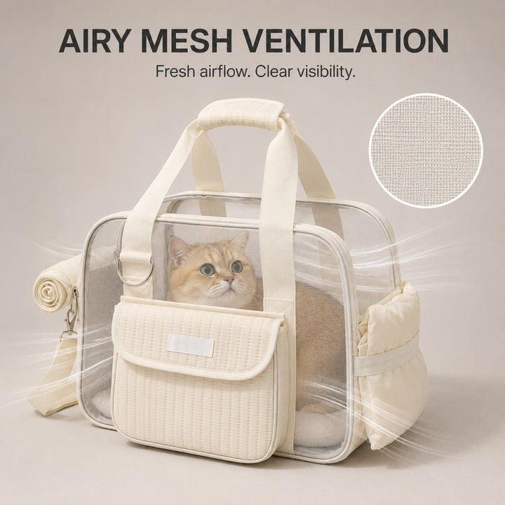 Breathable Mesh Pet Carrier Tote for Cats & Small Dogs