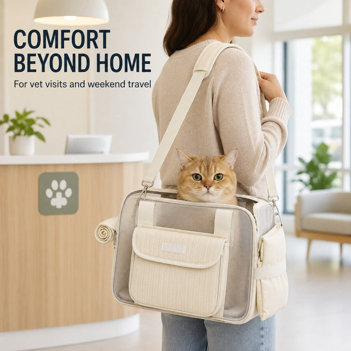 Breathable Mesh Pet Carrier Tote for Cats & Small Dogs