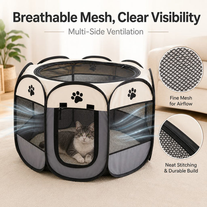 Portable Foldable Dog & Cat Playpen for Home, Travel & Camping